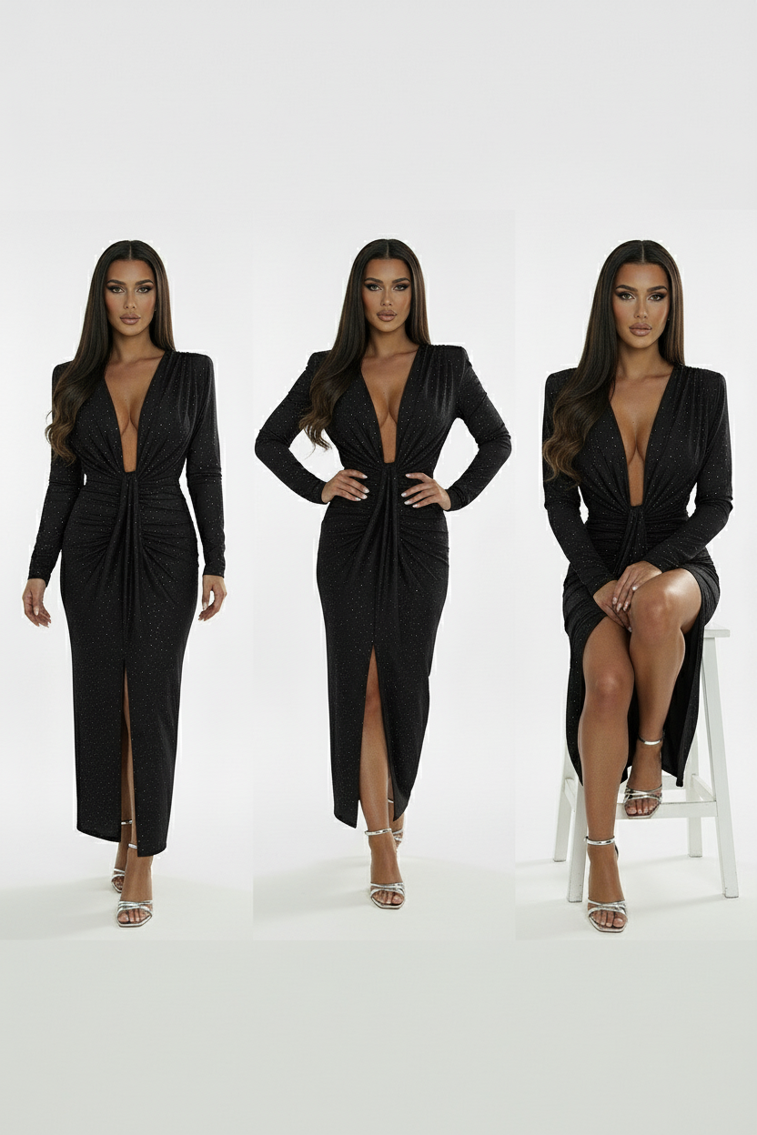 ROCHIE MODELATOARE VIVIENNE NEAGRA CU STRASURI