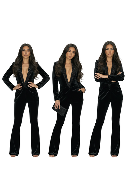 COMPLEU ALESSIA NEGRU CU STRASURI NEGRE